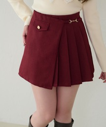 gold button pleats mini skirt / ゴールドボタンプリーツミニスカート