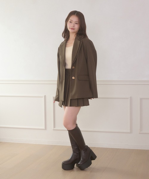 Ambre Neige(アンブルネージュ)の「gold button pleats mini skirt / ゴールドボタンプリーツミニスカート(スカート・レディース・チャコールグレー/ダークブラウン/ベージュ/ブラック・FREE)」の5枚目の写真