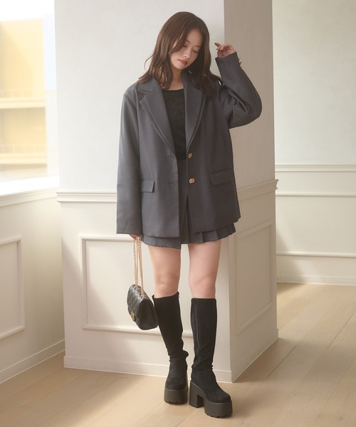 Ambre Neige(アンブルネージュ)の「gold button pleats mini skirt / ゴールドボタンプリーツミニスカート(スカート・レディース・チャコールグレー/ダークブラウン/ベージュ/ブラック・FREE)」の18枚目の写真