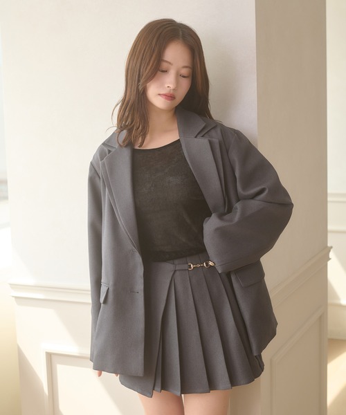 Ambre Neige(アンブルネージュ)の「gold button pleats mini skirt / ゴールドボタンプリーツミニスカート(スカート・レディース・チャコールグレー/ダークブラウン/ベージュ/ブラック・FREE)」の8枚目の写真