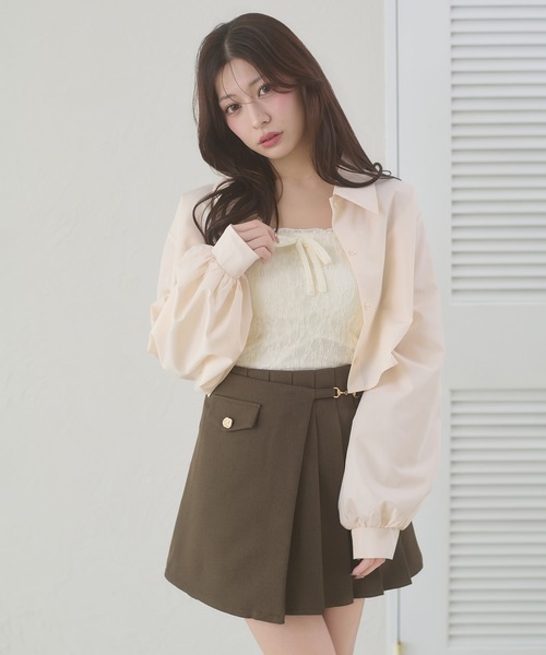 セール】gold button pleats mini skirt / ゴールドボタンプリーツミニ