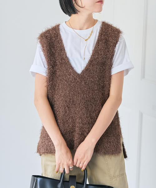 Spick & Span（スピックアンドスパン）の「シャギーベスト（ベスト・レディース・ブラウン/グレー・FREE）」の5枚目の写真