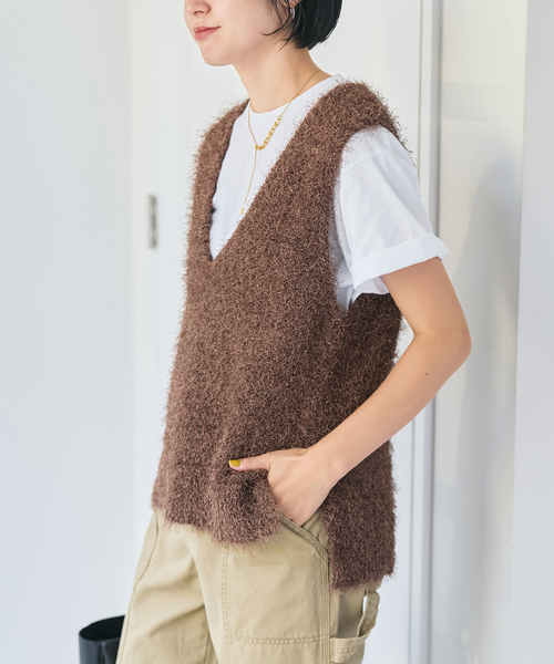 Spick & Span（スピックアンドスパン）の「シャギーベスト（ベスト・レディース・ブラウン/グレー・FREE）」の6枚目の写真