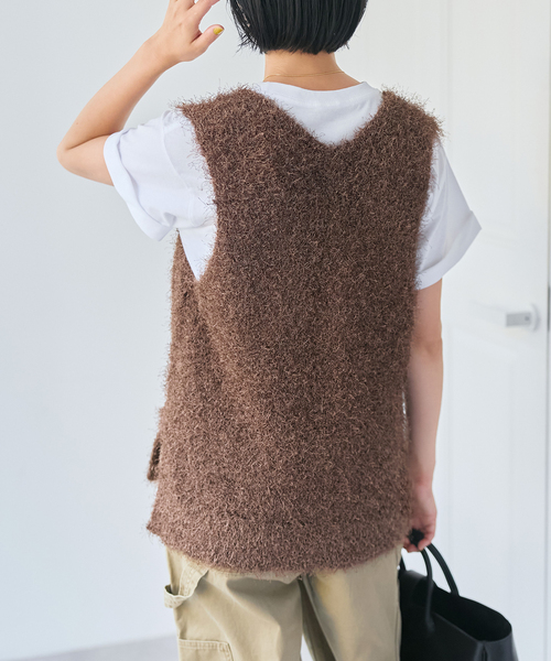 Spick & Span（スピックアンドスパン）の「シャギーベスト（ベスト・レディース・ブラウン/グレー・FREE）」の7枚目の写真