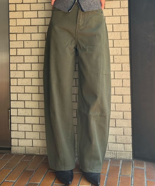Ampirula(アンピルーラ)の「バレルレッグ ジーンズ レディース デニムパンツ 冬 レディース 秋 秋冬(デニムパンツ・レディース・グリーン/ブラック・M/S)」の4枚目の写真