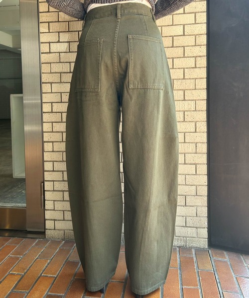 Ampirula(アンピルーラ)の「バレルレッグ ジーンズ レディース デニムパンツ 冬 レディース 秋 秋冬(デニムパンツ・レディース・グリーン/ブラック・M/S)」の6枚目の写真
