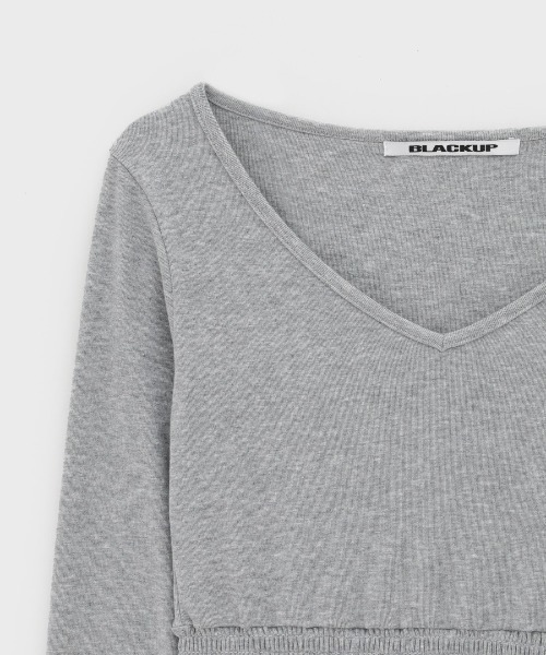 BLACKUP（ブラックアップ）の「[MADE] ニレスモーキングVネック長袖Tシャツ（Tシャツ/カットソー・レディース・ブラック/グレー・FREE）」の16枚目の写真