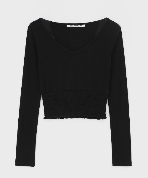 BLACKUP（ブラックアップ）の「[MADE] ニレスモーキングVネック長袖Tシャツ（Tシャツ/カットソー・レディース・ブラック/グレー・FREE）」の13枚目の写真