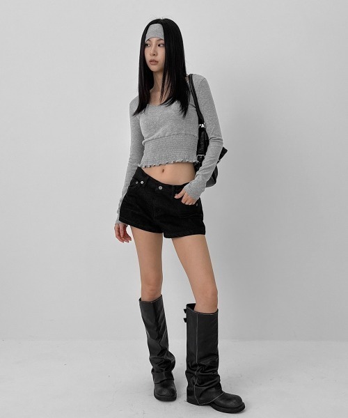 BLACKUP（ブラックアップ）の「[MADE] ニレスモーキングVネック長袖Tシャツ（Tシャツ/カットソー・レディース・ブラック/グレー・FREE）」の10枚目の写真