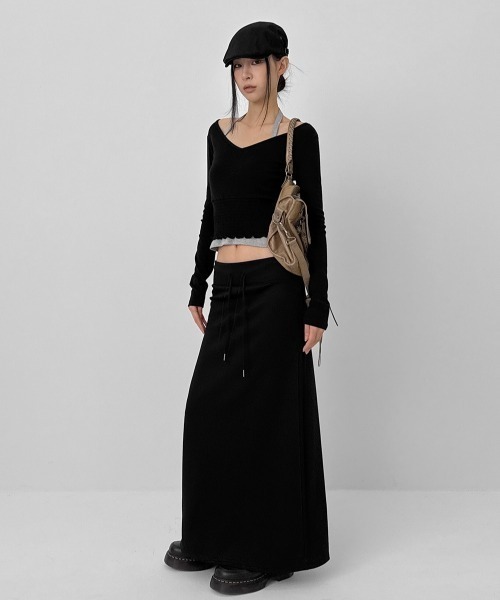 BLACKUP（ブラックアップ）の「[MADE] ニレスモーキングVネック長袖Tシャツ（Tシャツ/カットソー・レディース・ブラック/グレー・FREE）」の7枚目の写真