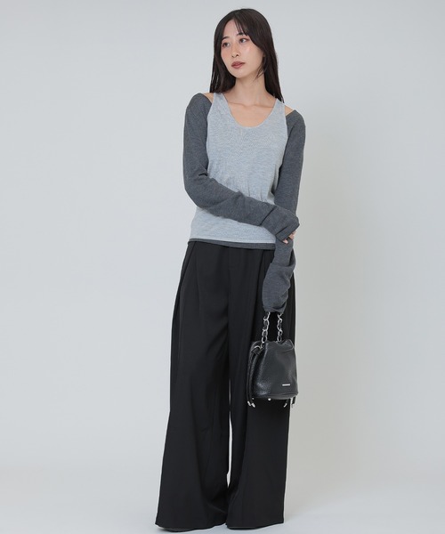 SUWDEE(スーディー)の「back twist layered tops(Tシャツ/カットソー・レディース・アイボリー/グレー・FREE)」の14枚目の写真