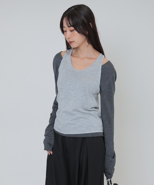 SUWDEE(スーディー)の「back twist layered tops(Tシャツ/カットソー・レディース・アイボリー/グレー・FREE)」の15枚目の写真