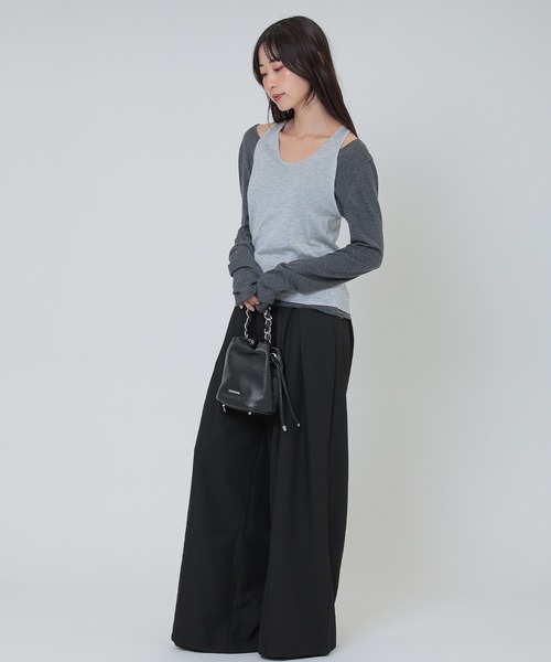 SUWDEE(スーディー)の「back twist layered tops(Tシャツ/カットソー・レディース・アイボリー/グレー・FREE)」の16枚目の写真