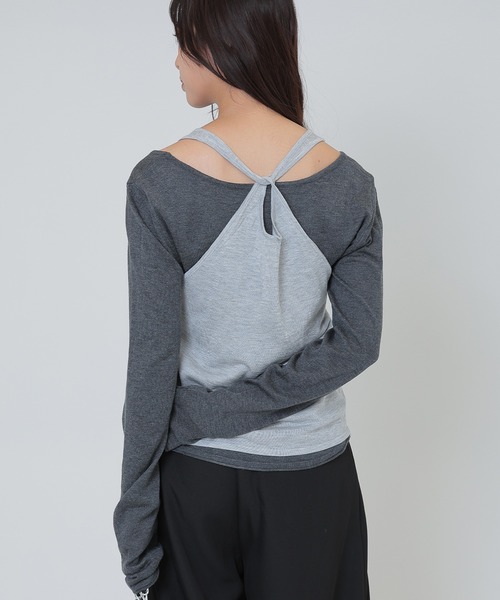 SUWDEE(スーディー)の「back twist layered tops(Tシャツ/カットソー・レディース・アイボリー/グレー・FREE)」の17枚目の写真