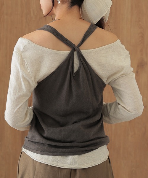 SUWDEE(スーディー)の「back twist layered tops(Tシャツ/カットソー・レディース・アイボリー/グレー・FREE)」の9枚目の写真