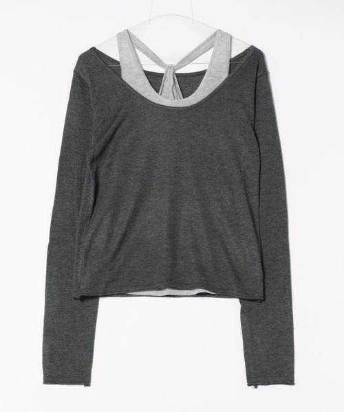 SUWDEE(スーディー)の「back twist layered tops(Tシャツ/カットソー・レディース・アイボリー/グレー・FREE)」の19枚目の写真