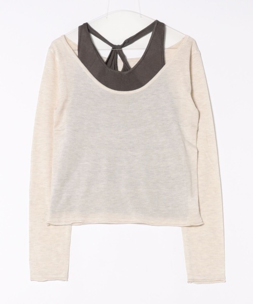 SUWDEE(スーディー)の「back twist layered tops(Tシャツ/カットソー・レディース・アイボリー/グレー・FREE)」の18枚目の写真