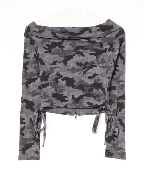 .KOM（ドットコム）の「A'GEM/9 × .kom 『.KOM/ドットケーオーエム』Shoulder Collar Camo Zip Top/ショルダーカラーカモZIPトップス（その他トップス・レディース・グレー/グリーン・FREE）」の12枚目の写真