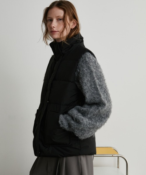 Auntie Rosa Holiday（アンティローザホリデー）の「中綿スタンドベスト（ダウンベスト・レディース・ブラック/ホワイト・FREE）」の6枚目の写真