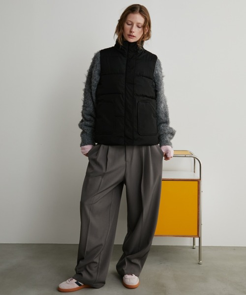 Auntie Rosa Holiday（アンティローザホリデー）の「中綿スタンドベスト（ダウンベスト・レディース・ブラック/ホワイト・FREE）」の8枚目の写真