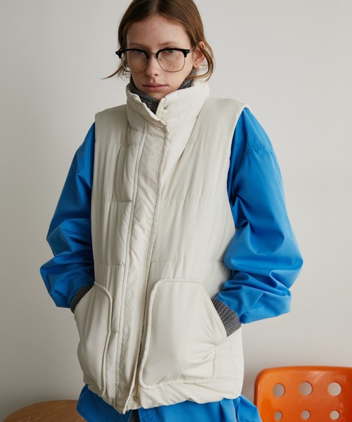 Auntie Rosa Holiday（アンティローザホリデー）の「中綿スタンドベスト（ダウンベスト・レディース・ブラック/ホワイト・FREE）」の11枚目の写真