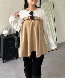 イレギュラーヘムフリルドッキングAラインリブロンT
