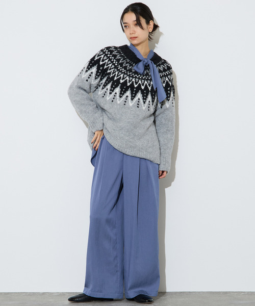 Liesse(リエス)の「ジャガード編みニット(ニット/セーター・レディース・グレー/ネイビー・FREE)」の14枚目の写真