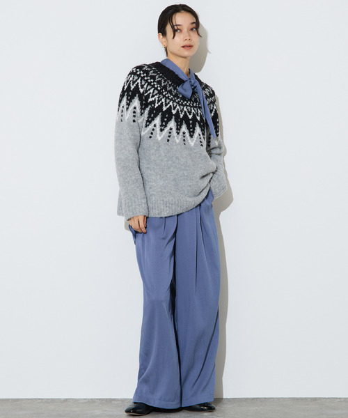 Liesse(リエス)の「ジャガード編みニット(ニット/セーター・レディース・グレー/ネイビー・FREE)」の15枚目の写真