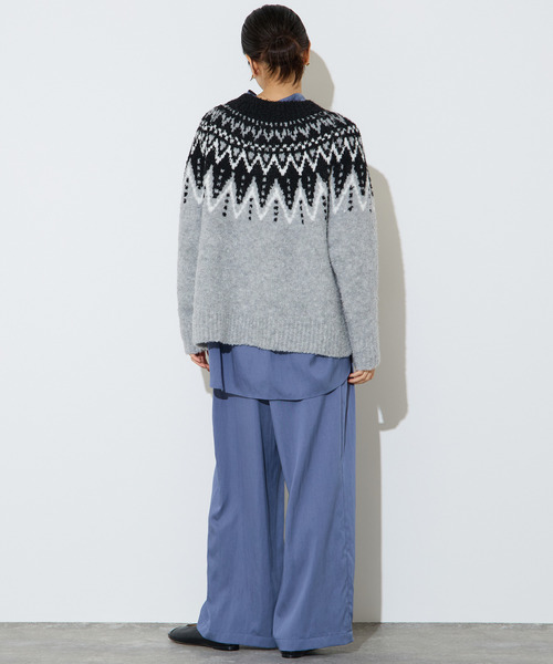 Liesse(リエス)の「ジャガード編みニット(ニット/セーター・レディース・グレー/ネイビー・FREE)」の17枚目の写真
