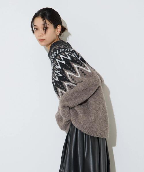 Liesse(リエス)の「ジャガード編みニット(ニット/セーター・レディース・グレー/ネイビー・FREE)」の21枚目の写真