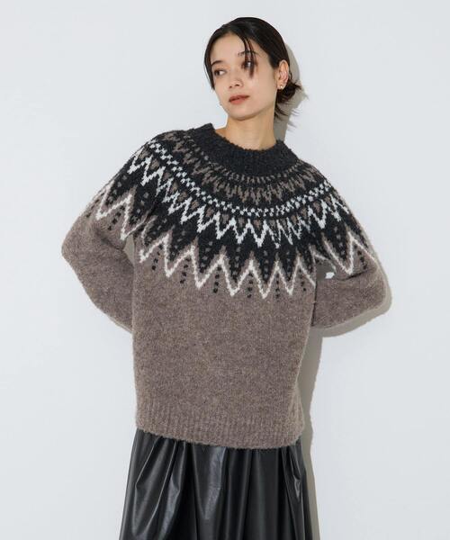 Liesse(リエス)の「ジャガード編みニット(ニット/セーター・レディース・グレー/ネイビー・FREE)」の3枚目の写真