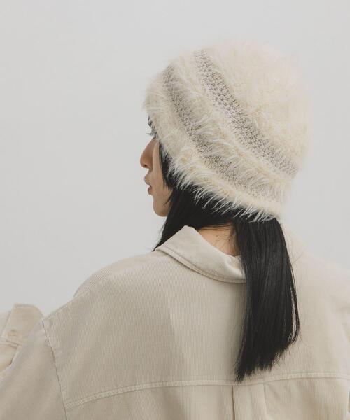 ラインデザインシャギーニットビーニー（ニットキャップ/ビーニー