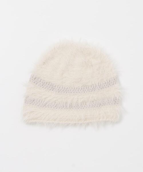 KBF（ケイビーエフ）の「ラインデザインシャギーニットビーニー（ニットキャップ/ビーニー・レディース・チャコールグレー/ブラウン/アイボリー・ONE）」の8枚目の写真