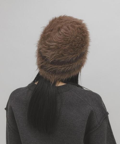 KBF（ケイビーエフ）の「ラインデザインシャギーニットビーニー（ニットキャップ/ビーニー・レディース・チャコールグレー/ブラウン/アイボリー・ONE）」の13枚目の写真