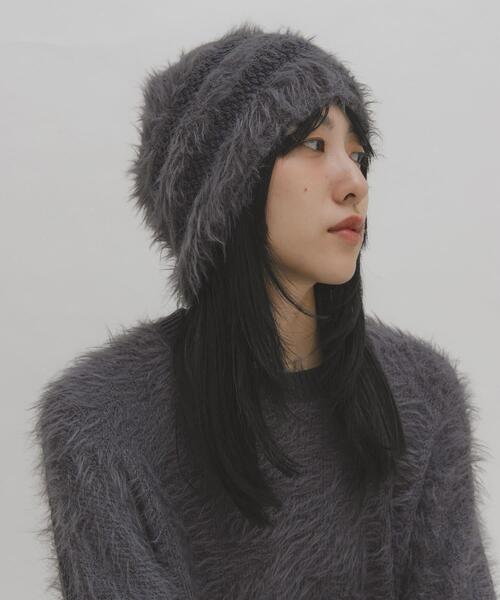 KBF（ケイビーエフ）の「ラインデザインシャギーニットビーニー（ニットキャップ/ビーニー・レディース・チャコールグレー/ブラウン/アイボリー・ONE）」の16枚目の写真