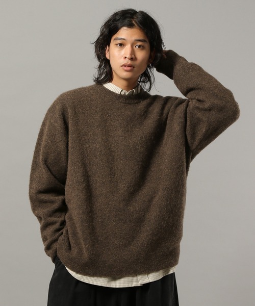 RAGEBLUE(レイジブルー)の「【CLASSICAL LINE】WOOL BLEND CREW NECK KNIT / ウール混/プレーンニットクルー(ニット/セーター・メンズ・ブラウン/ブラック/グレー・MEDIUM/LARGE)」の3枚目の写真