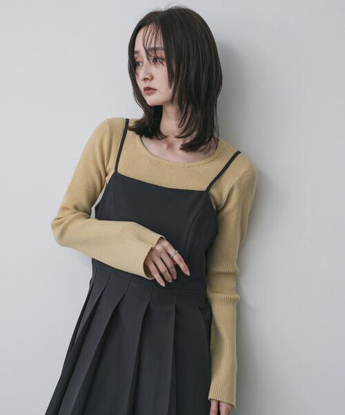 SENSE OF PLACE by URBAN RESEARCH（センスオブプレイスバイアーバンリサーチ）の「『WEB限定』2WAYストレッチラウンドネックセーター（ニット/セーター・レディース・チャコールグレー/ブラウン/レッド/ネイビー/ベージュ・ONE）」の3枚目の写真