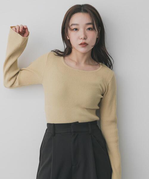 SENSE OF PLACE by URBAN RESEARCH（センスオブプレイスバイアーバンリサーチ）の「『WEB限定』2WAYストレッチラウンドネックセーター（ニット/セーター・レディース・チャコールグレー/ブラウン/レッド/ネイビー/ベージュ・ONE）」の14枚目の写真