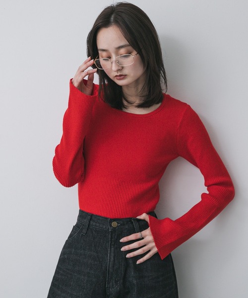 セール】『WEB限定』2WAYストレッチラウンドネックセーター（ニット