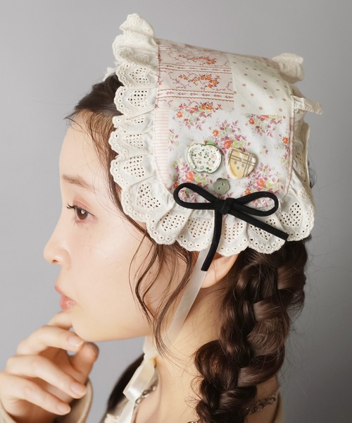 SPINNS（スピンズ）の「ヘッドドレス/パッチワーク/フラワーボタン/#NEO森ガール（その他ヘアアクセサリー・レディース・アイボリー・ONESIZE）」の3枚目の写真