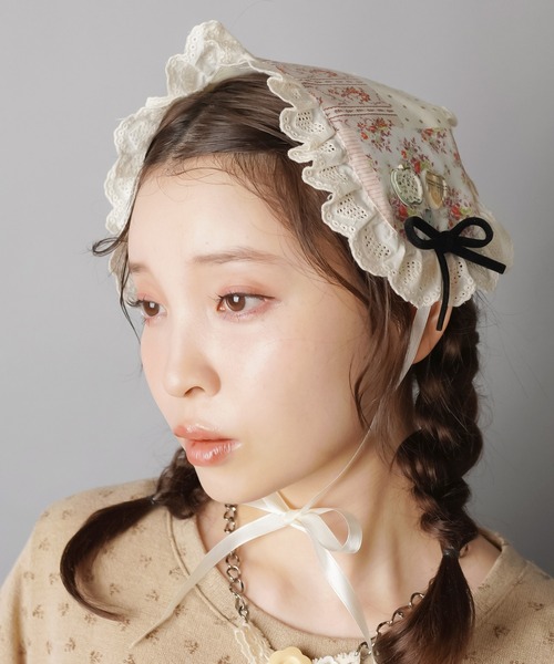 SPINNS（スピンズ）の「ヘッドドレス/パッチワーク/フラワーボタン/#NEO森ガール（その他ヘアアクセサリー・レディース・アイボリー・ONESIZE）」の4枚目の写真