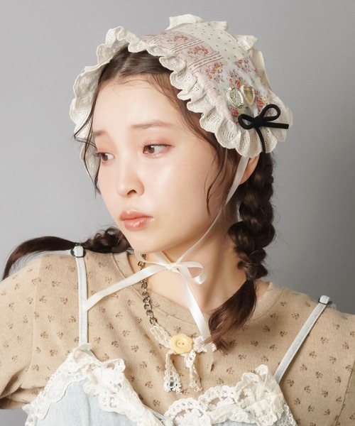 SPINNS（スピンズ）の「ヘッドドレス/パッチワーク/フラワーボタン/#NEO森ガール（その他ヘアアクセサリー・レディース・アイボリー・ONESIZE）」の6枚目の写真