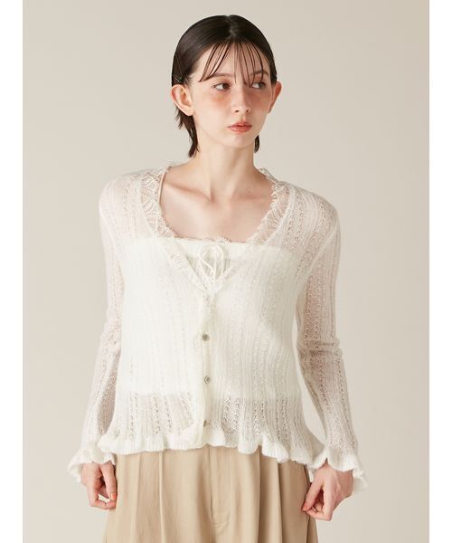 LILY BROWN（リリーブラウン）の「レーストリムニットアンサンブル