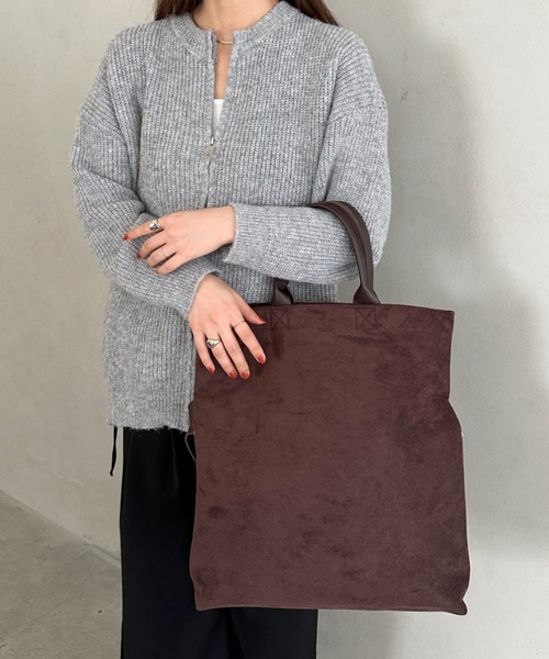 Outfitter lab(アウトフィッターラボ)の「【A4収納可】スウェード風ショルダー トートバッグ(ショルダーバッグ・レディース・ダークブラウン/ベージュ/ライトベージュ・FREE)」の12枚目の写真