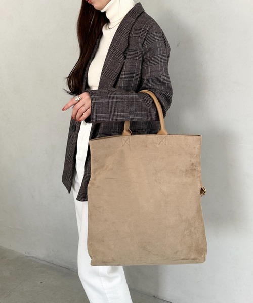 セール】【A4収納可】スウェード風ショルダー トートバッグ