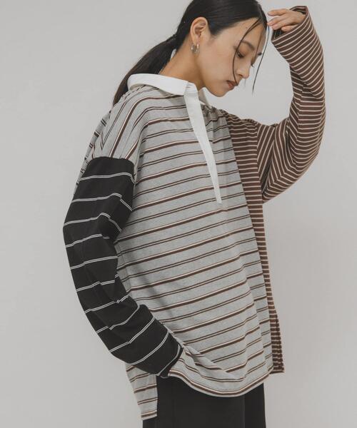 KBF（ケイビーエフ）の「オーバーサイズラガーシャツ（Tシャツ/カットソー・レディース・ブラウン系その他/ブラック系その他・ONE）」の4枚目の写真