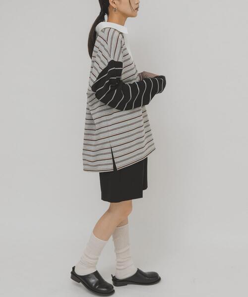 KBF（ケイビーエフ）の「オーバーサイズラガーシャツ（Tシャツ/カットソー・レディース・ブラウン系その他/ブラック系その他・ONE）」の6枚目の写真