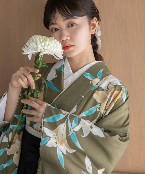 ゆかた館グレース（ユカタカングレース）の「こだわり袴3点セット -grace original-（着物・レディース・ブラック系/カーキ系/ブルー系/グリーン系/ネイビー系/パープル系/ホワイト系/レッド系・SMALL/MEDIUM/LARGE）」の4枚目の写真