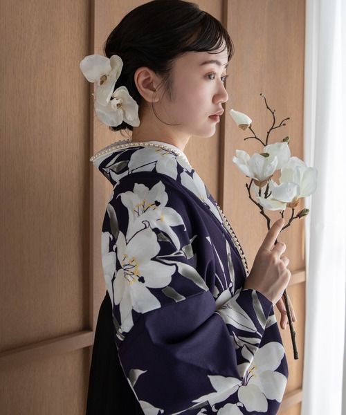 ゆかた館グレース（ユカタカングレース）の「こだわり袴3点セット -grace original-（着物・レディース・ブラック系/カーキ系/ブルー系/グリーン系/ネイビー系/パープル系/ホワイト系/レッド系・SMALL/MEDIUM/LARGE）」の7枚目の写真