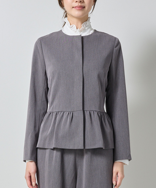 セール】【NARACAMICIE】【セットアップ対応】ペプラムノーカラー